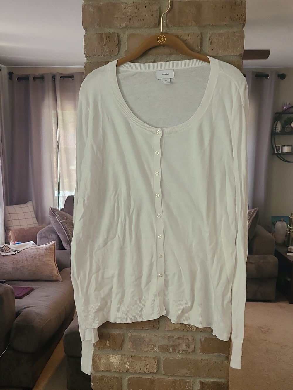 Old Navy White Scoop Neck Button-Front Women's Cardigan